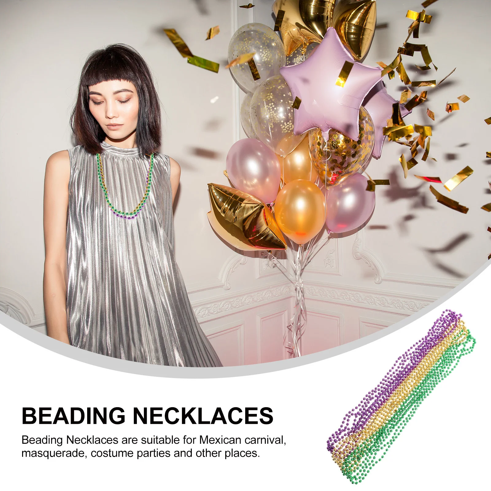 

15pcs Colorful Beaded Necklaces Party Necklace For Carnival Costume Events Festive Decorative Jewelry Bulk Assorted