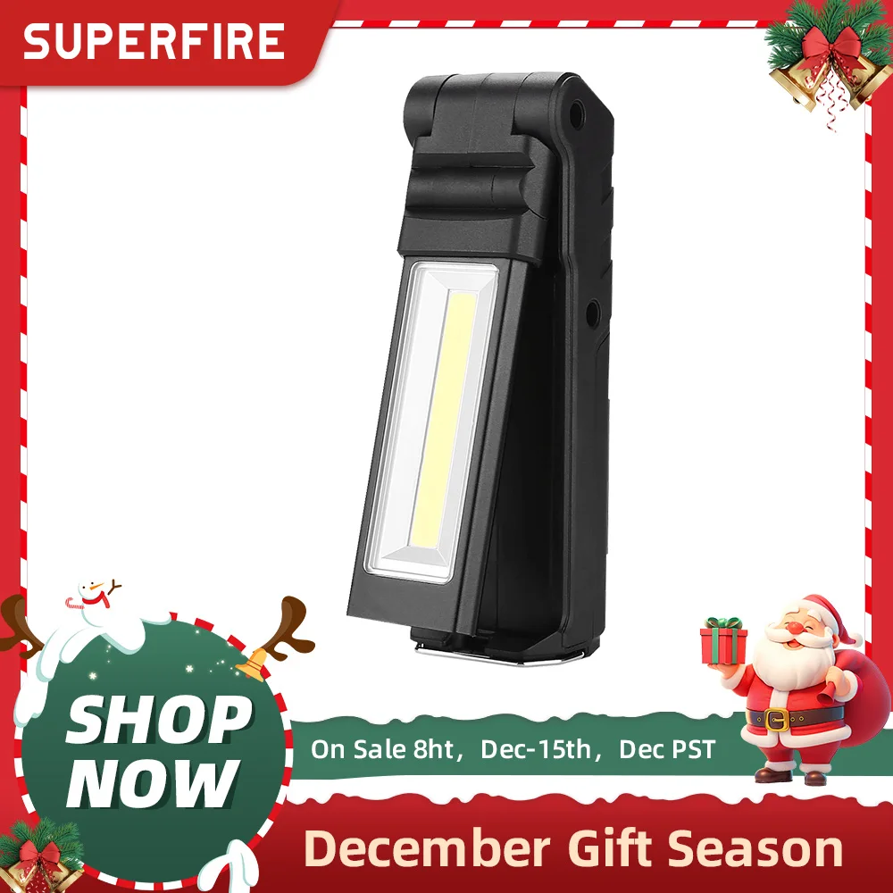 Linterna LED SUPERFIRE G15/S + luz de trabajo COB con batería integrada recargable por USB magnética linterna plegable multifunción