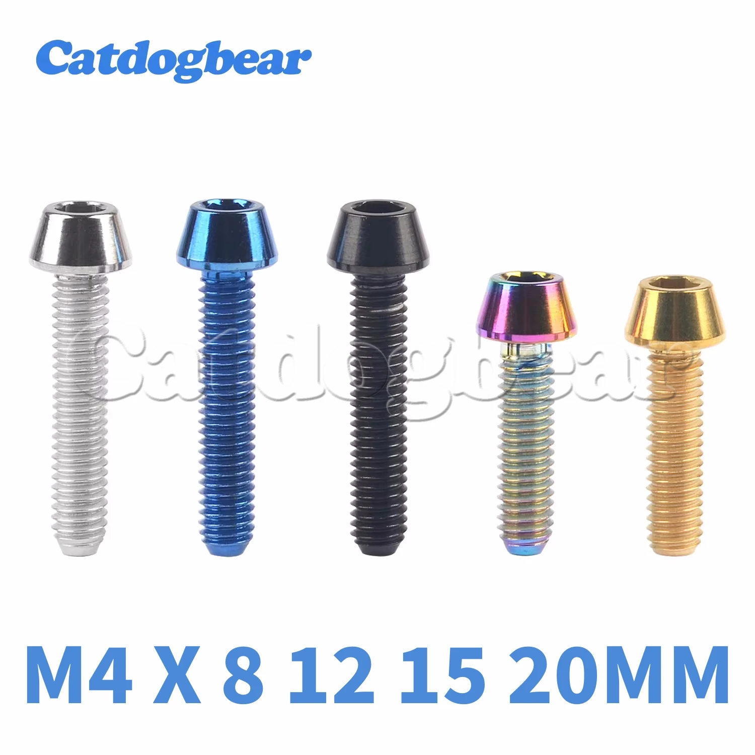 Catdogber 4Pcs Titanium Bolts M4 x 8 12 15 20mm Allen Key Head Screws for Bike Front & Rear Gearbox Ti