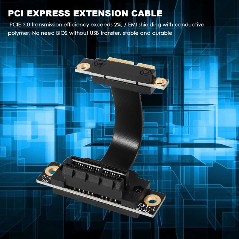 PCIE X1 Riser Cable Dual 90 Degree Right Angle Pcie 3.0 X1 To X1 Extension Cable 8Gbps PCI Express 1X Riser Card