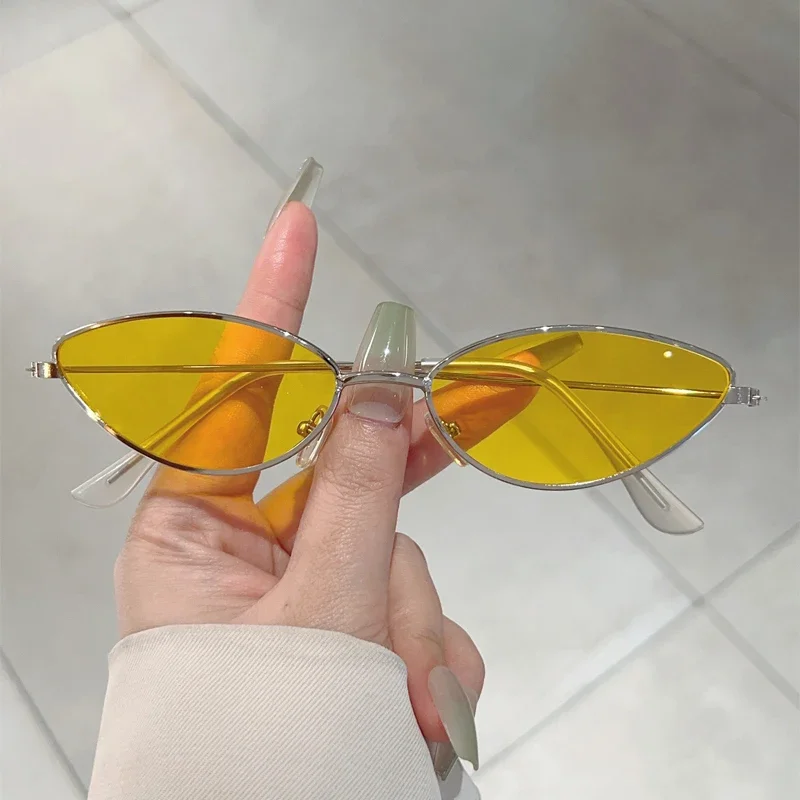 KAMMPT خمر عين القط النظارات الشمسية النساء ريترو شيك حافة معدنية العلامة التجارية مصمم نظارات شمسية العصرية بلون ديكور خارجي ظلال #3