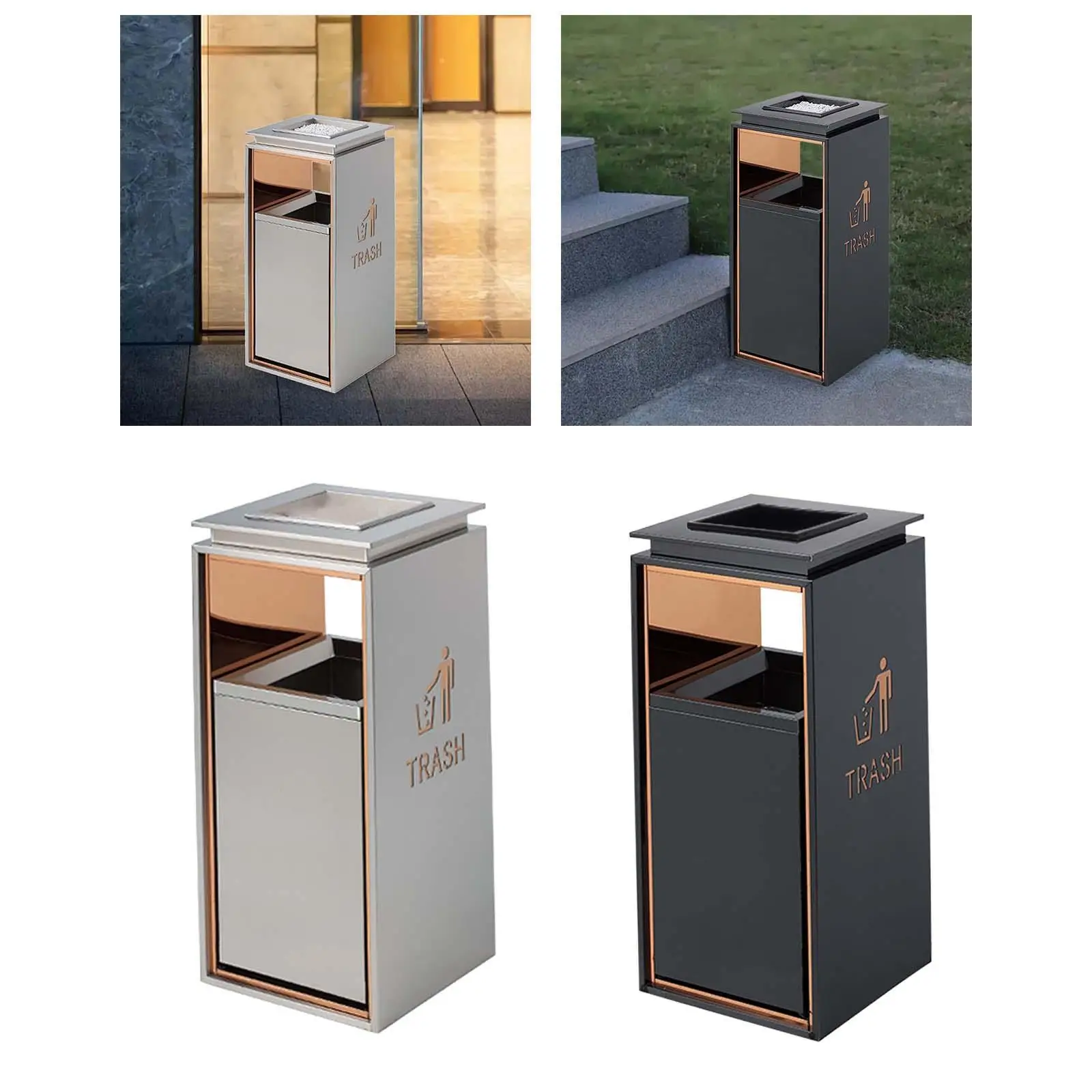 Stainless Steel Trash Can 12L above Sturdy Trash Bin for Home Outdoor Hotel