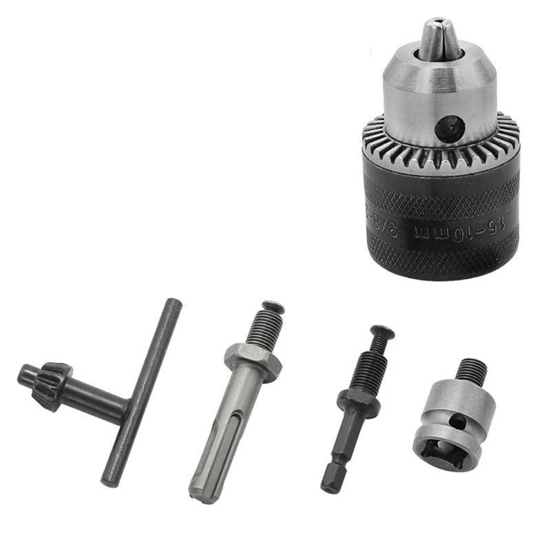 

5Pcs 1.5-10mm 3/8-24UNF Drill Chuck Set Drill Adapter Changed Impact Wrench Into Eletric Drill Chuck Drill Tool Kits