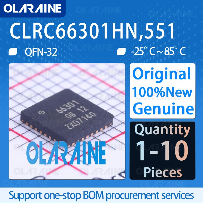 

1/5/10Pcs CLRC66301HN,551 QFN-32 NFC/RFID tags and transponders Operating frequency 13.56 MHz