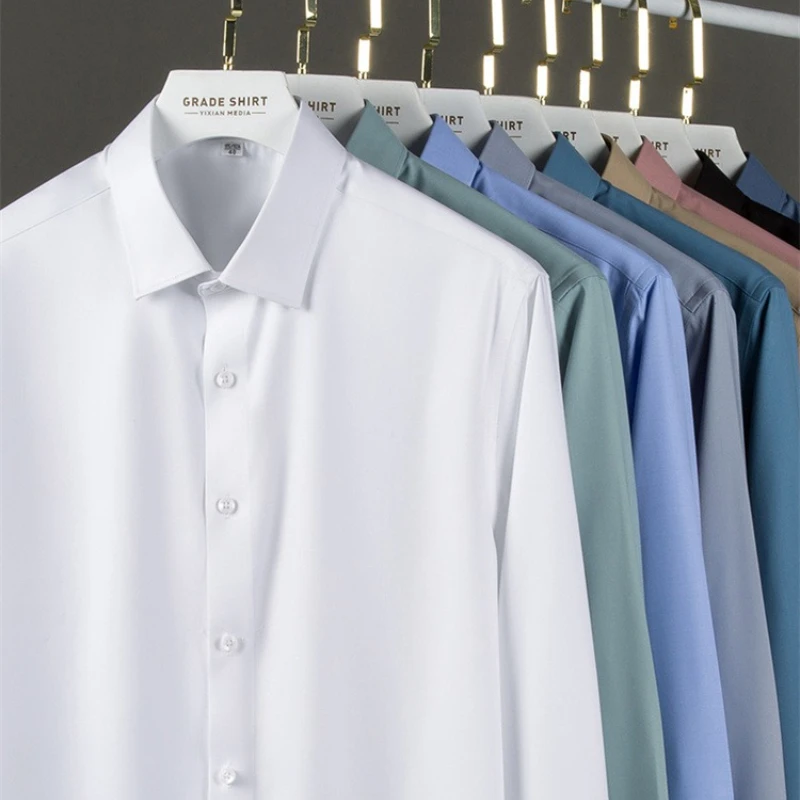 Mulberry Silk Long-Sleeve Shirt: Lightweight, Smooth & Breathable, Multi-Color Options Men's High-quality Formal Shirt