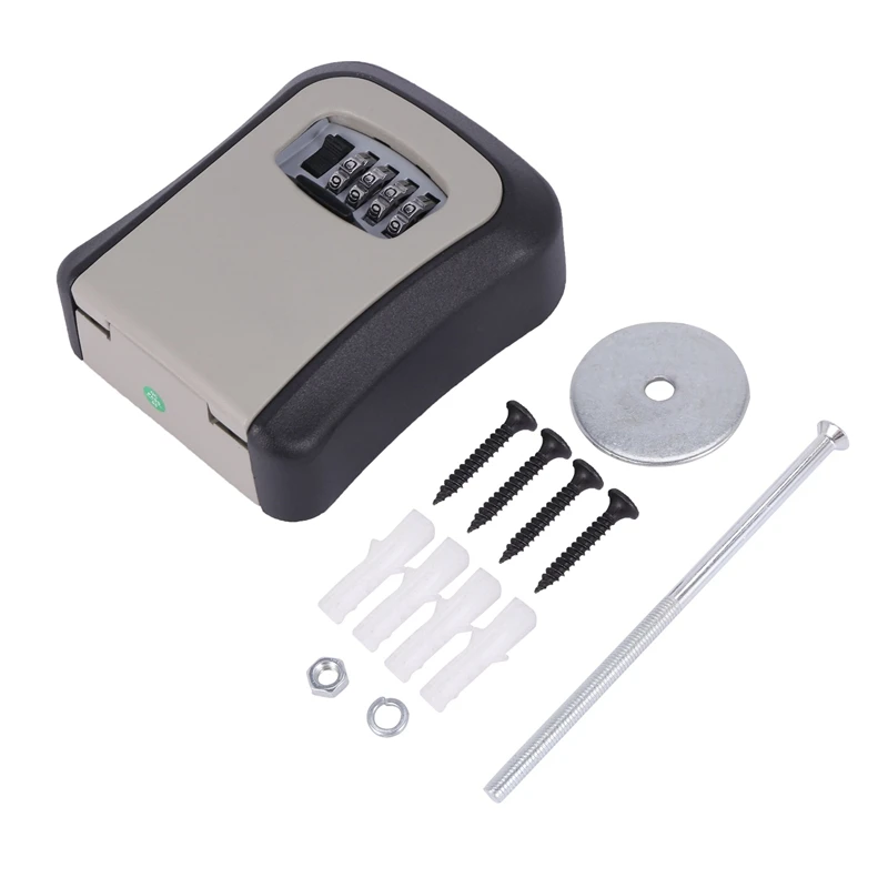 Promotion! 2X Key Lock Box Wall Mounted Aluminum Alloy Key Safe Box Weatherproof 4 Digit Combination Key Storage