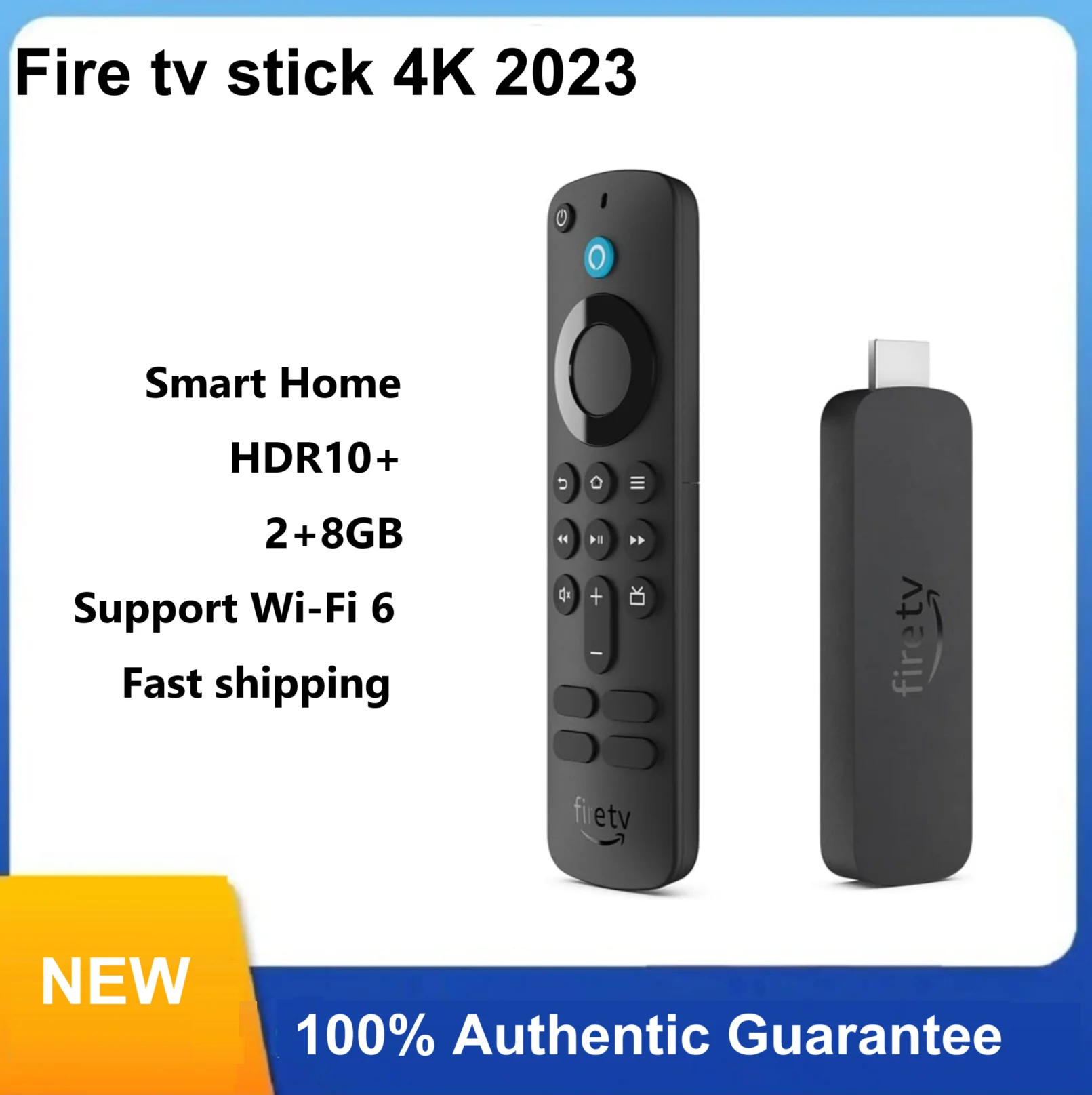 НОВЫЙ Amazon Fire TV Stick 4K с искусственным интеллектом Fire TV Search, Wi-Fi 6, потоки более 1,5 миллионов фильмов (без батарей)