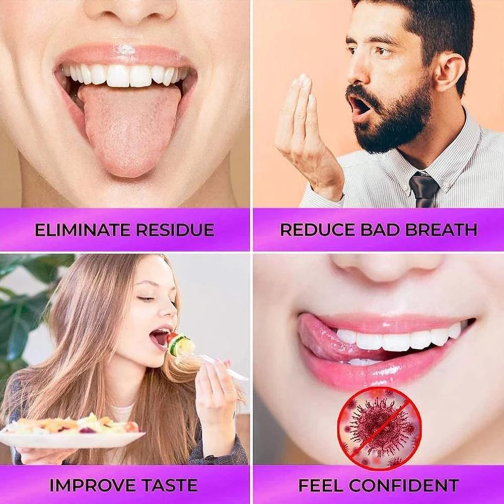 2 In 1 Reusable Tongue Scraper Oral Hygiene Care Tongue Brush Cleaner Food Grade Mouth Fresh Breath Oral Cleaning Tools Non-slip