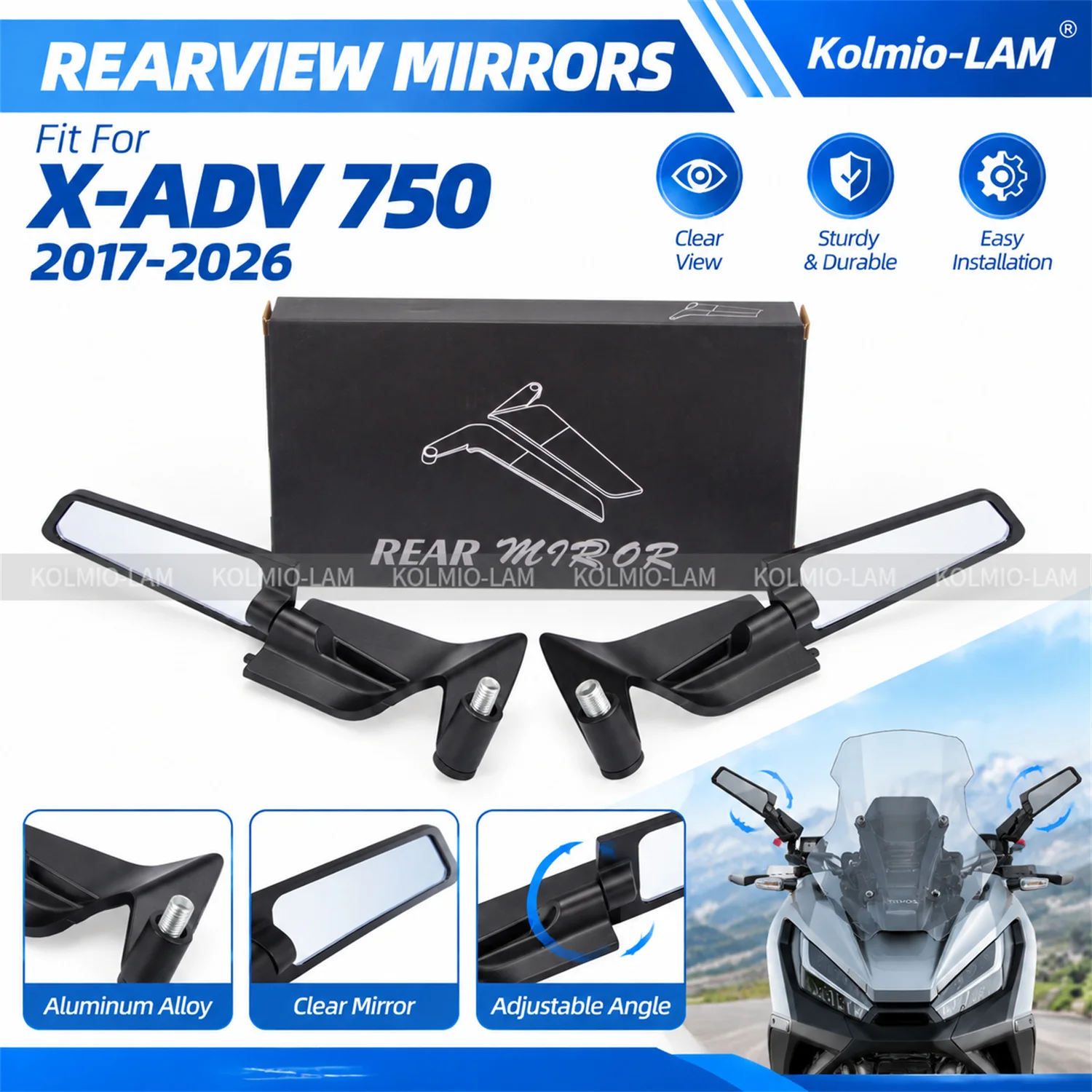 Fit For Honda XADV750 2017 - 2026 Motorcycle Accessories Wing Rearview Mirrors X-ADV XADV 750 2018 2019 2020 2021 2022 2023 2024