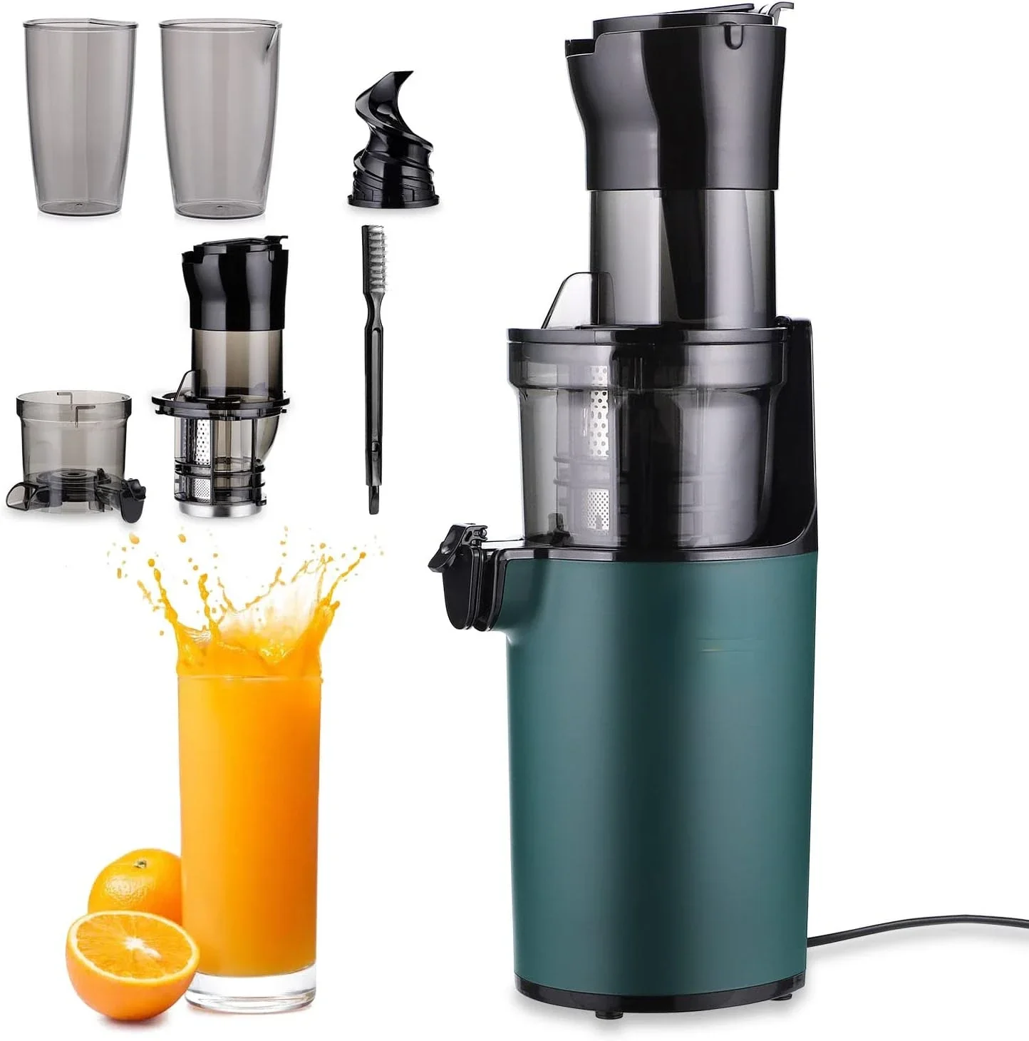 

Compact Cold Press Slow Masticating Juicer Machine - High Juice Yield of Up to 92% with 3.1'' Wide Chute for Nutrient-Rich Fruit