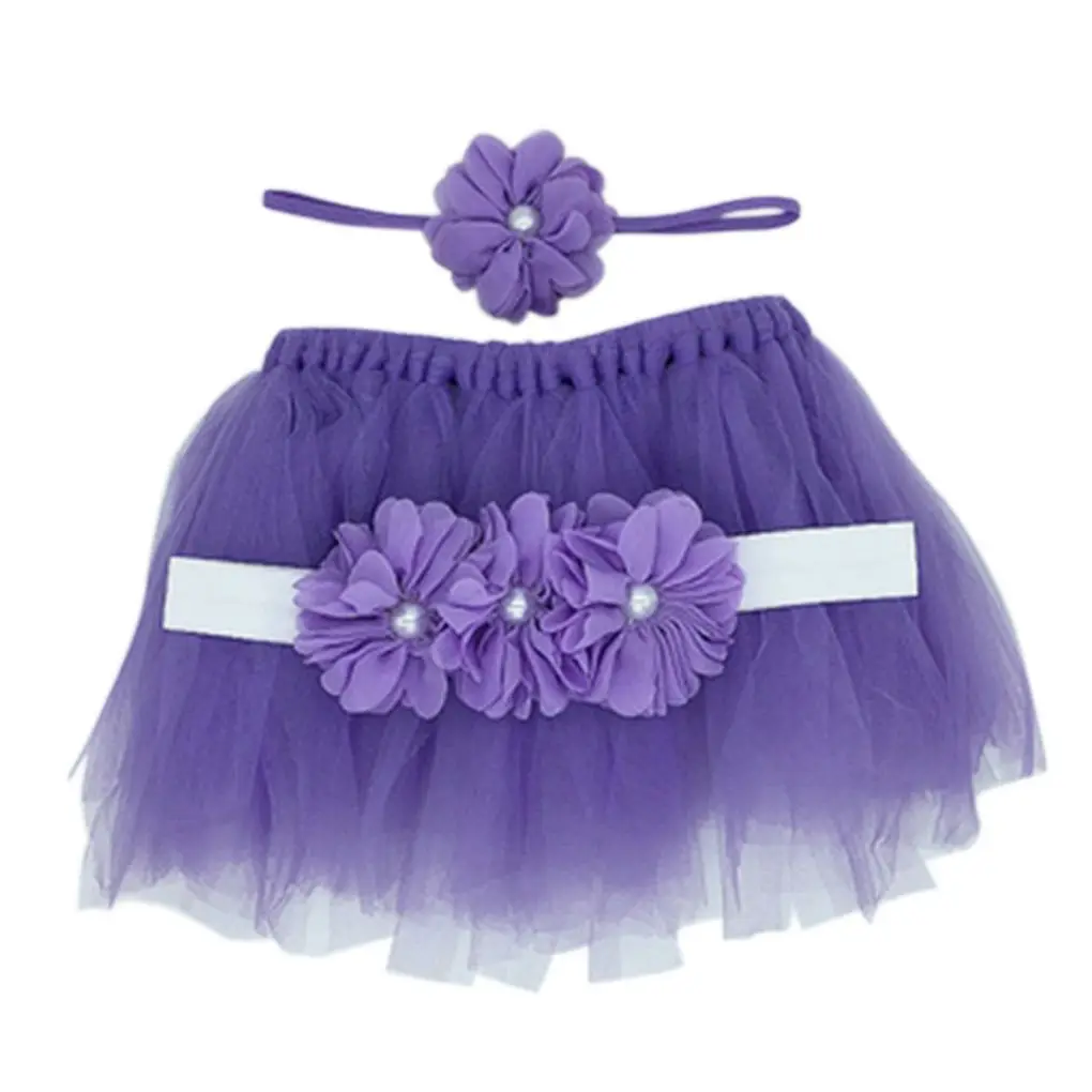 

Baby Girl Bodysuit Bubble Skirt Headband 3pcs Photograph Prop Costume Suit Infant Clothes Set