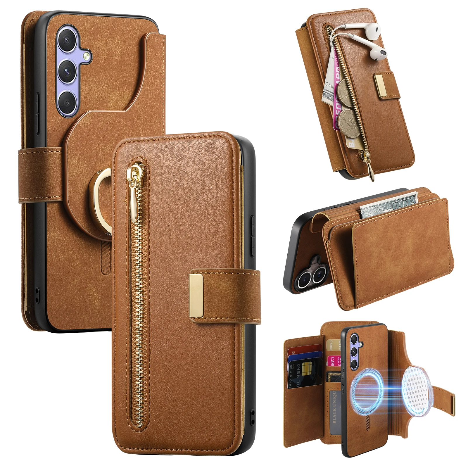 

For Samsung Galaxy S25 S24 S23 Ultra Plus FE A05 A14 A15 A24 A25 Case Luxury Wallet Leather All-inclusive Shockproof Hard Cover