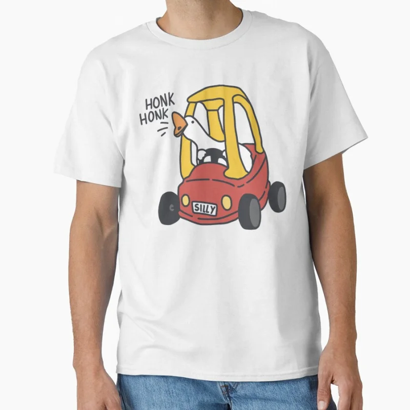 

Silly Goose Car Red Duck humor Cute Goose meme Funny t shirt for men Large size Tops S-6XL 100% cotton printed Clothes