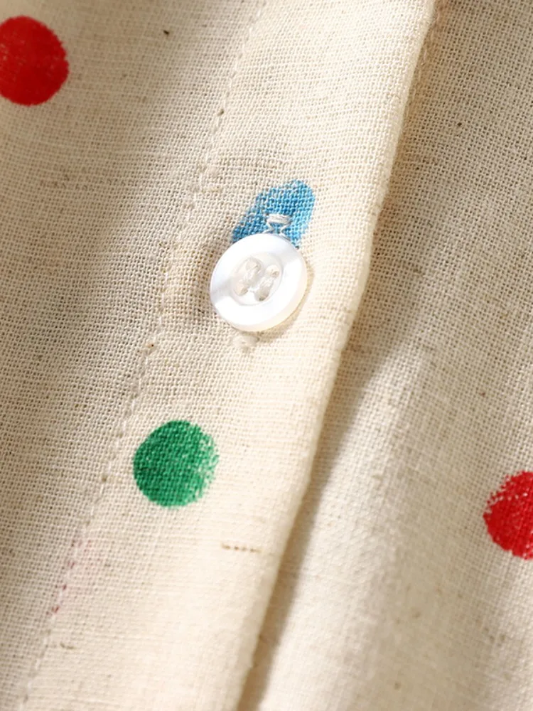   Polka Dot irt Dr feminino primavera verão solto ajuste comprimento médio longo Sve Sweet Sle Faion japonês