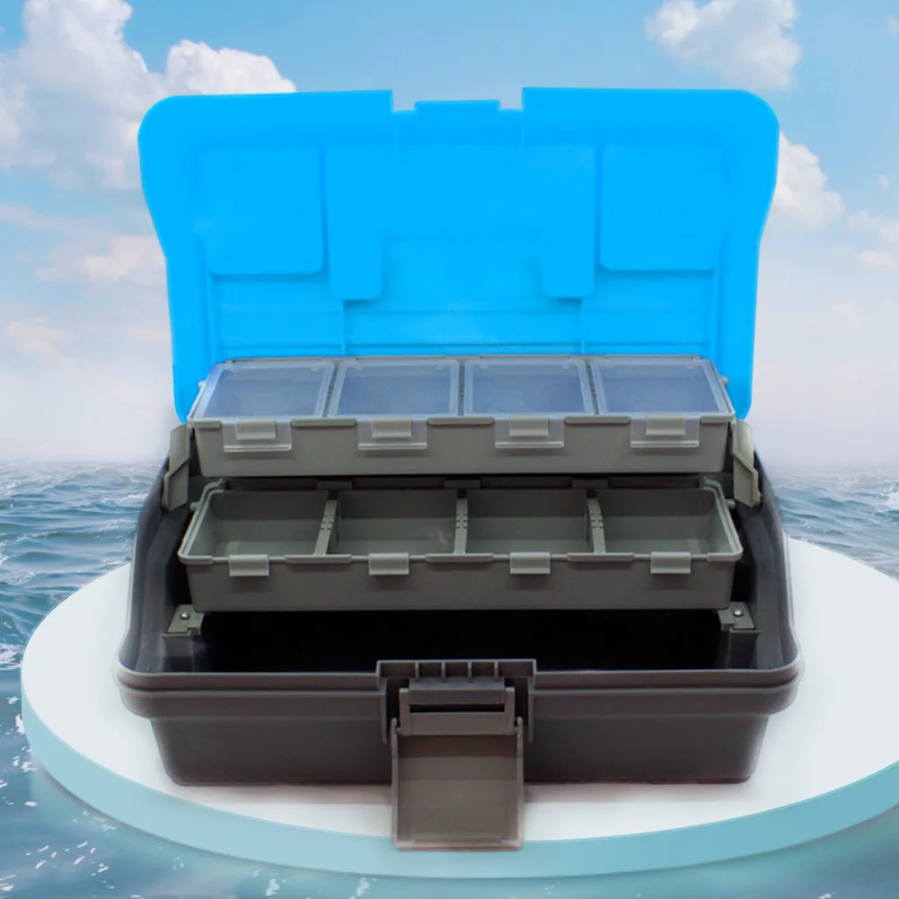

3-Layer Folding Fishing Gear Box Portable Storage Tool Box Multipurpose Fishing Toolbox with Handle for Fishing Tackle Storage