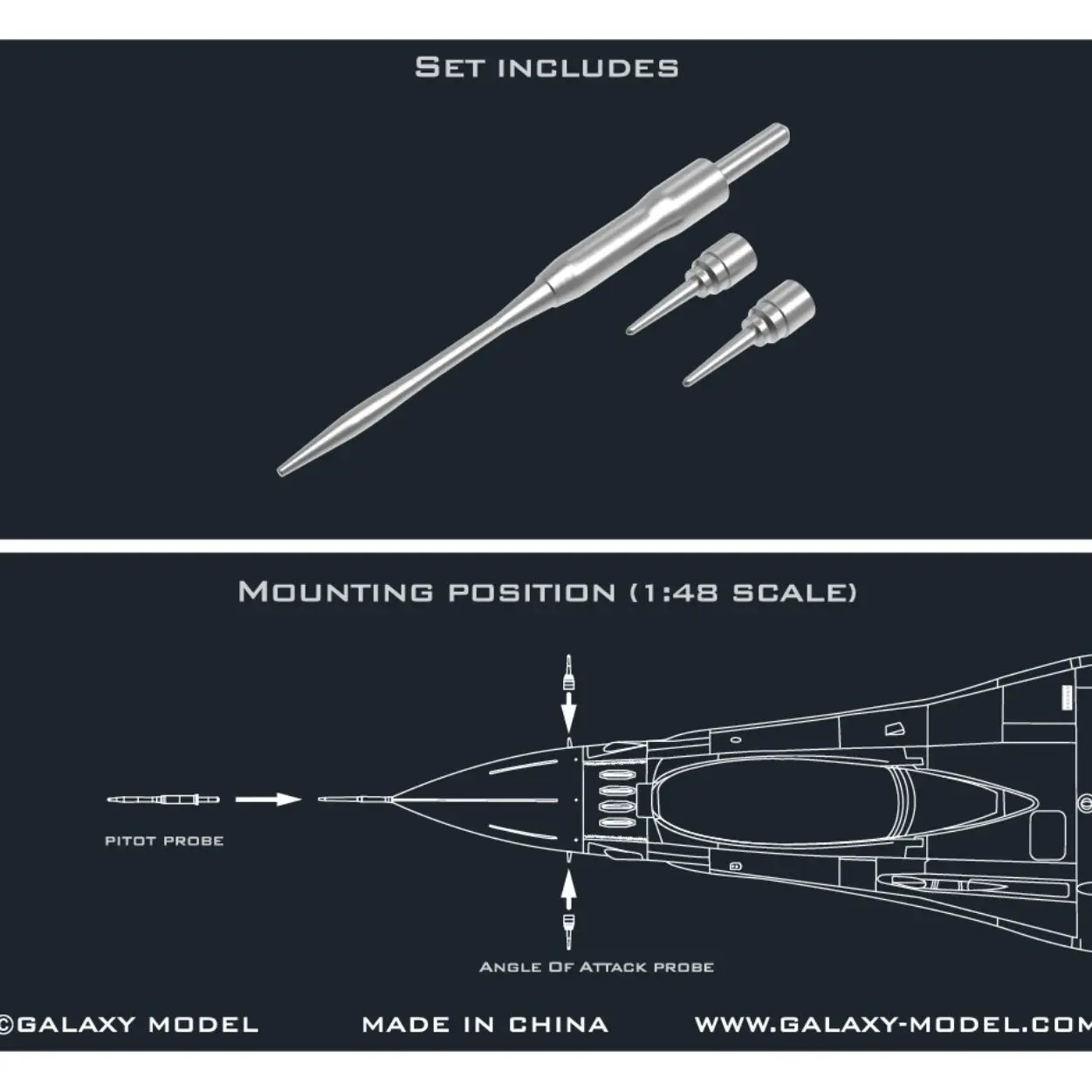 Metal Model Airspeed Tube AOA Elevation Angle Detector F-16I 1/48  Adapt to Great Wall 3D Printer Parts