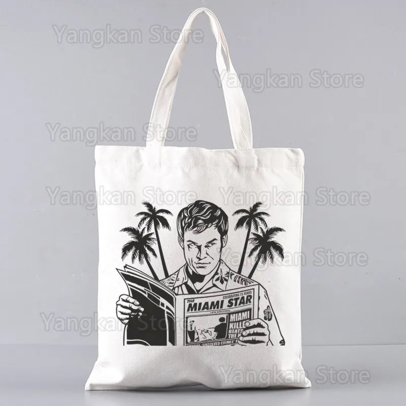 حقائب يد نسائية من Dexter Morgan حقائب تسوق قماشية قابلة لإعادة الاستخدام حقيبة تسوق صديقة للبيئة قابلة للطي #5