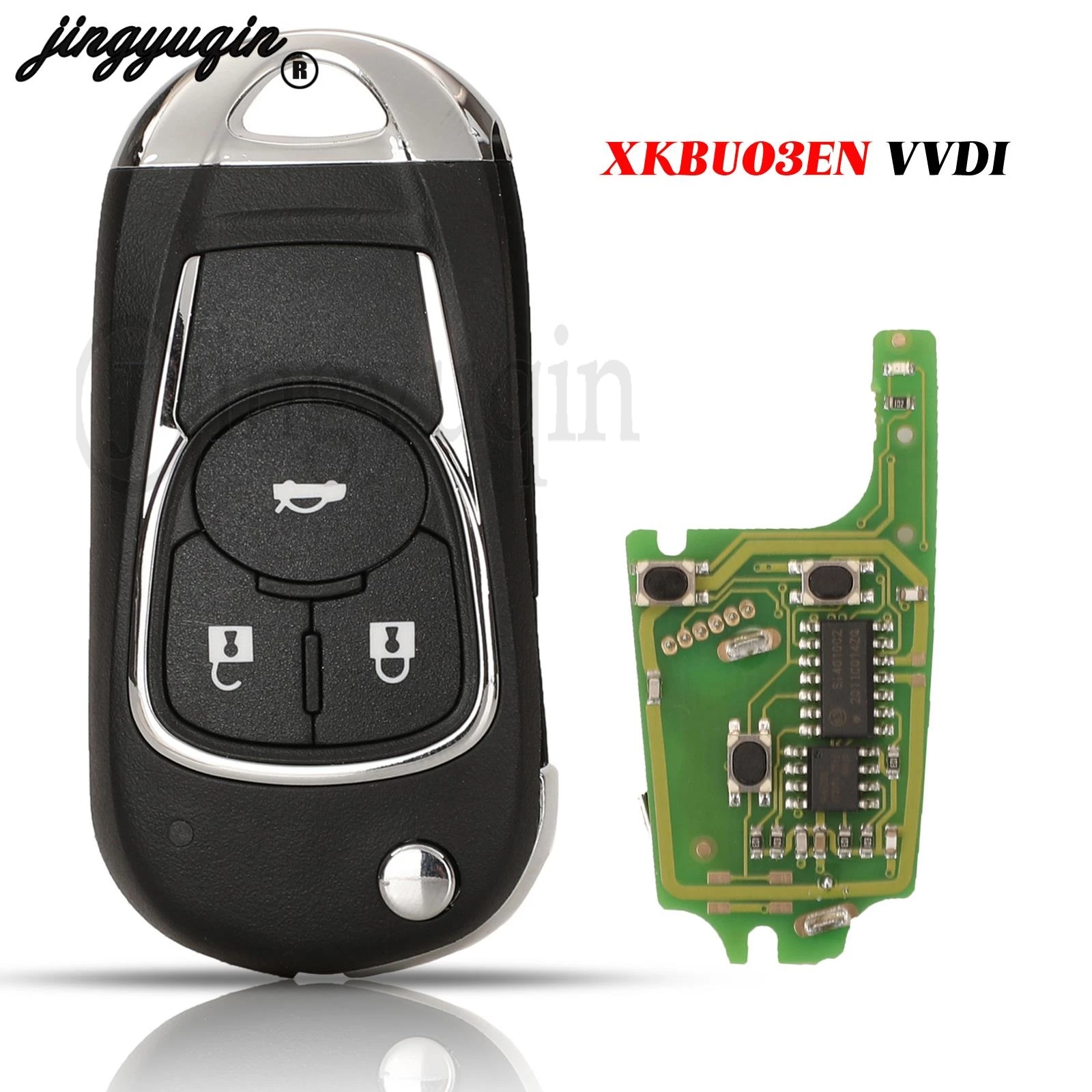 

jingyuqin 3Buttons For VVDI Xhorse Fit Buick Envision 2016 XKBU03EN Xhorse Wired Mode Fob Flip Remote Control Car Key