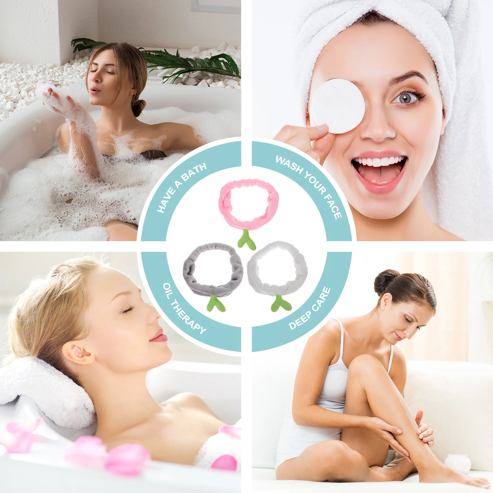 

3pcs Makeup Face Wash Spa Hairbands Reusable Shower Skincare Tool For Women Gift Hair Face Wash Headbands For Women Band