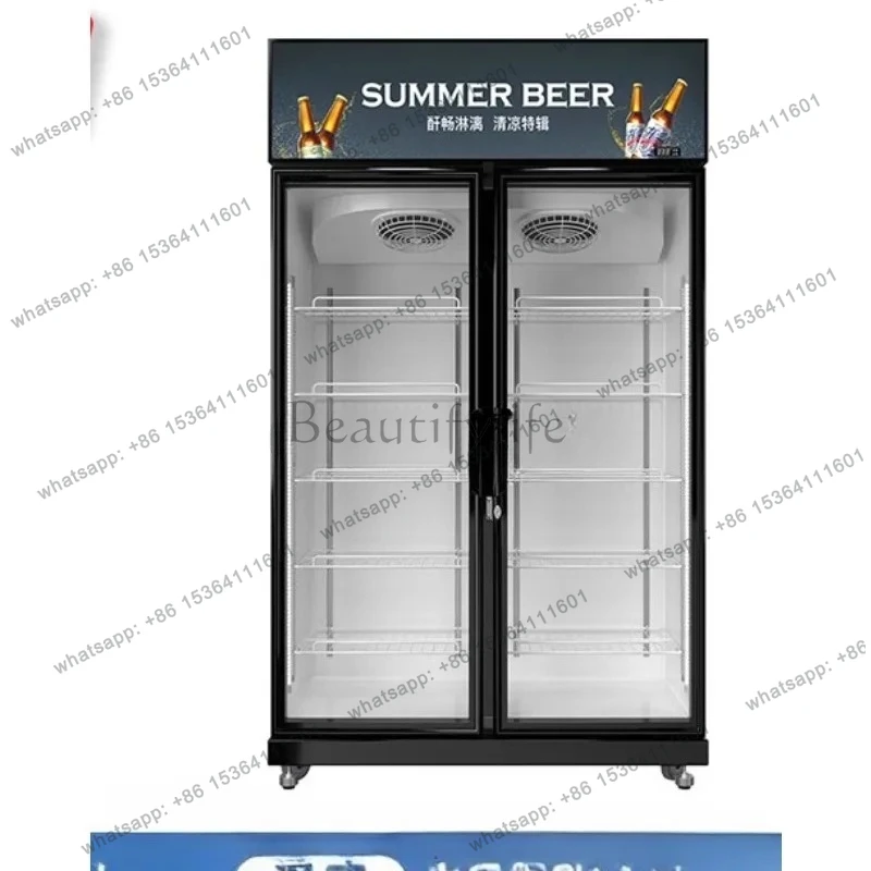 Display Cabinet Refrigerated Fresh-keeping Cabinet Refrigerator Commercial Store Freezer Air-cooled Double Door Glass Door