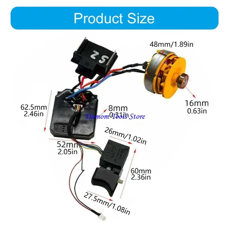 57BE 21V Battery Electric Drill Motor Assembly 21V 13 Teeth Motor Control Board Switching for Electric Drill Accessories