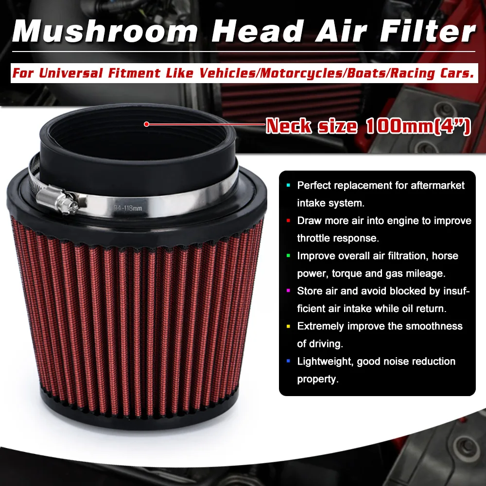 Universal Car Air Filter Modification High Flow Inlet Car Cold Air Intake Air Filter Cleaner Pipe Modified Scooter 4