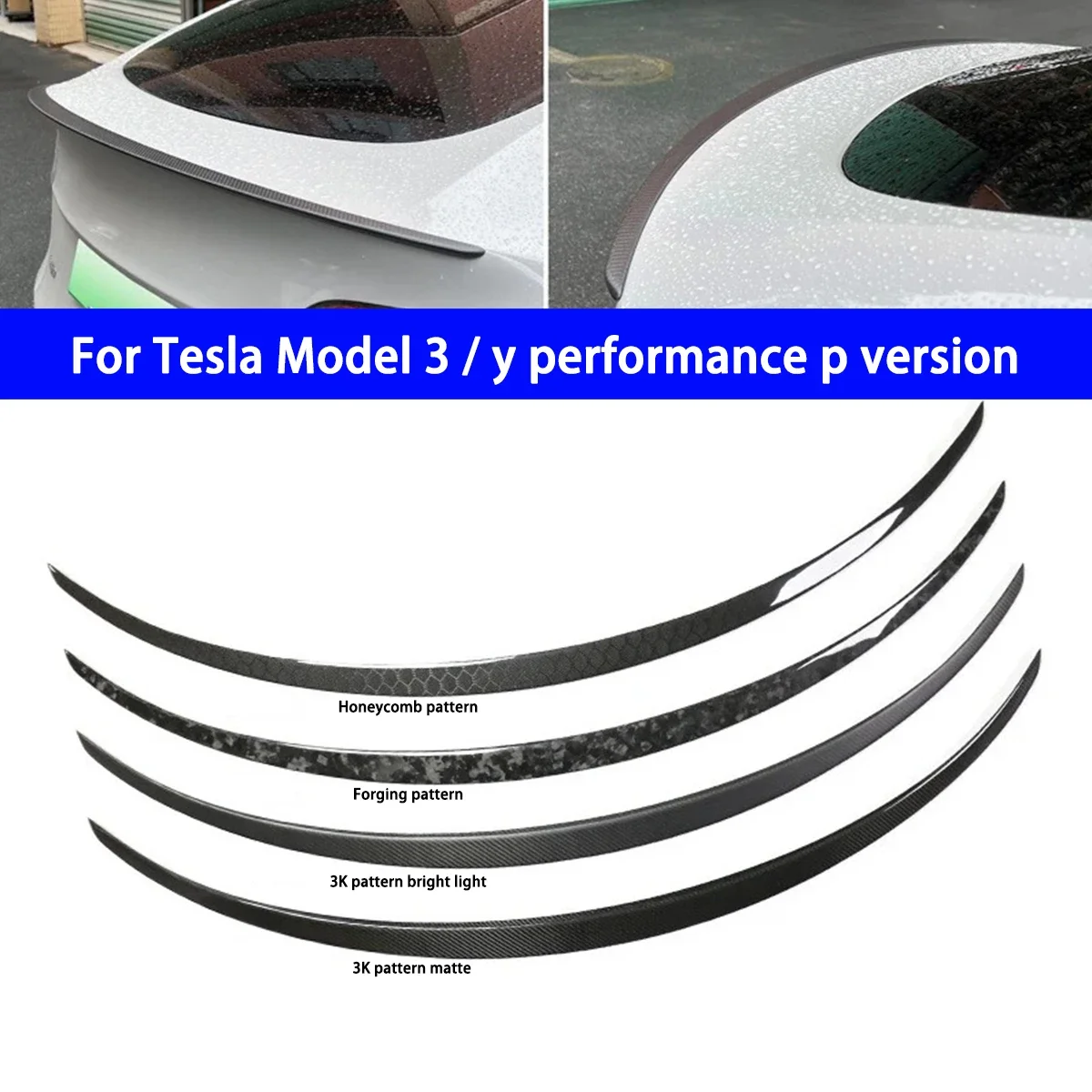 For Tesla Model 3 / Y Performance P Version Dry Carbon Fiber Tail Wing Compression Wing Spoiler Real Carbon Fiber