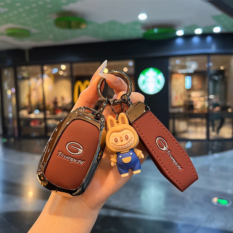 Goatskin grain Zinc Alloy Car Key Case Cover For GAC New Energy Trumpchi 2021 Empow J11 J12 J13 J14 J15 J16 GS8 Auto Accessories