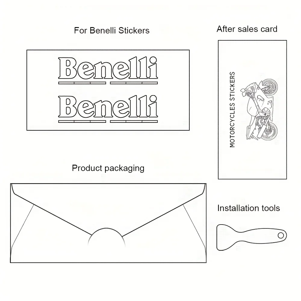 2PCS/SET "Benelli" Auto Moto Sticker, Brand Logo Decal for Motorcycle, Exterior Customization Accessory
