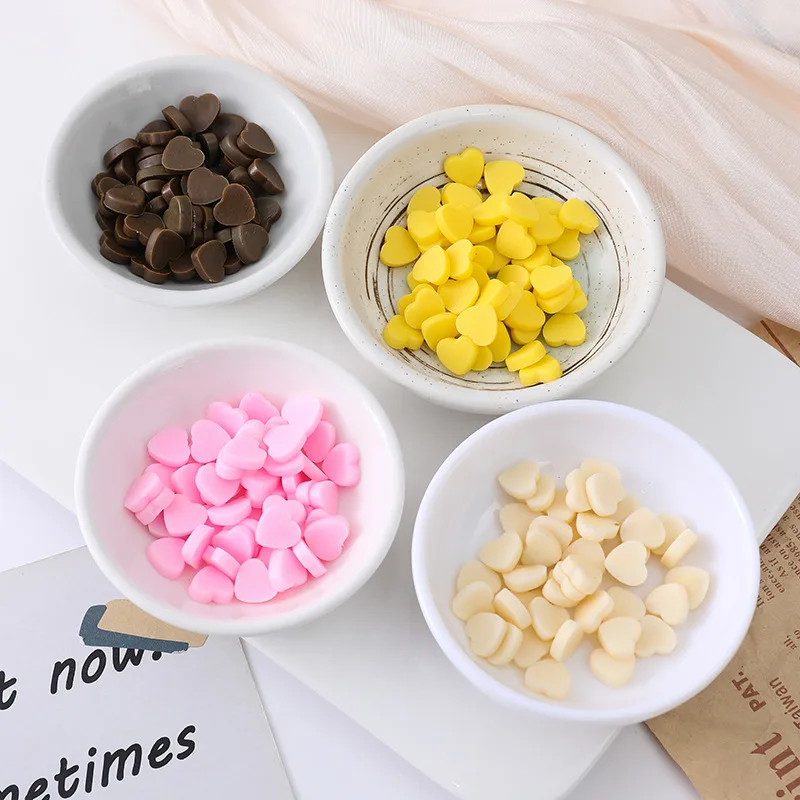 50pcs Mini Chocolate Bean Heart-Shaped Dessert Chocolate Model DIY Phone Accessories Food Toy Doll Accessories