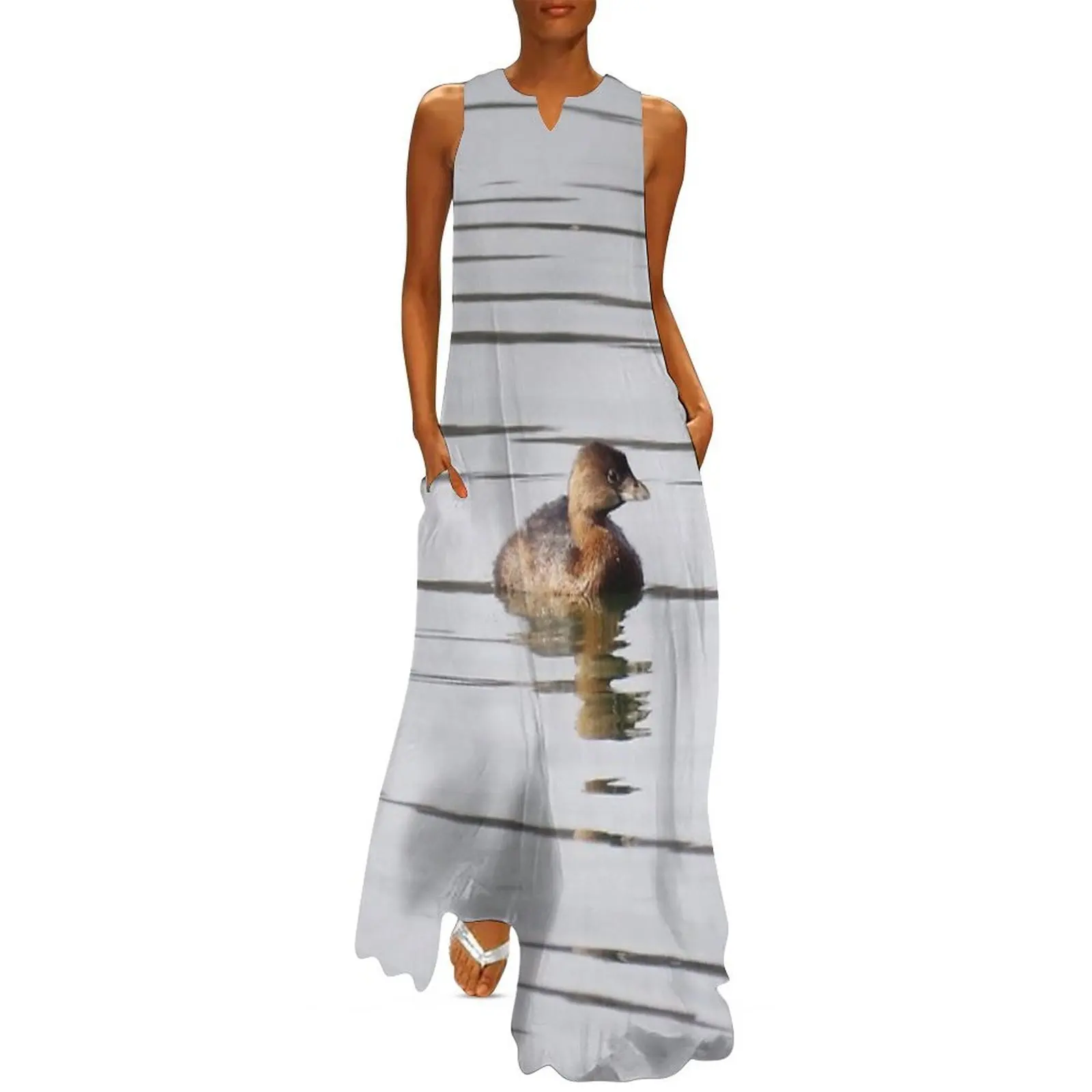 

Curious Grebe on a Lake Long Dress women's evening dresses dresses summer evening dress ladies