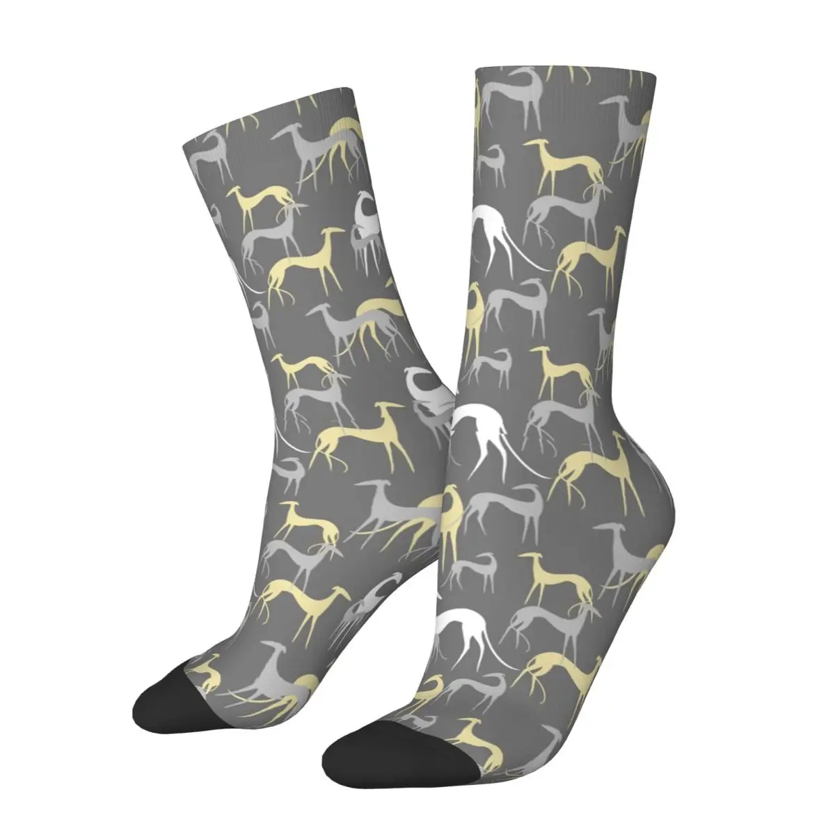 Crazy Design Sighthounds Basketball Socks Greyhound Whippet Dog Polyester Middle Tube Socks for Unisex