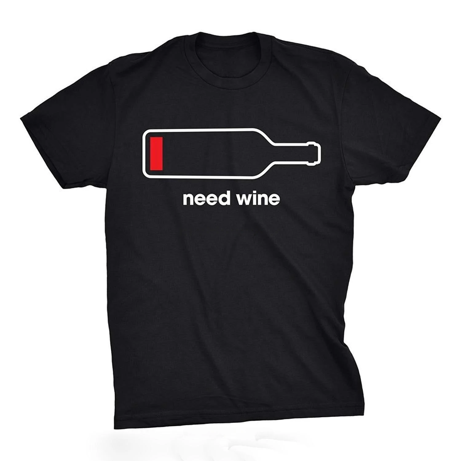 Tshirts Mens Need Wine Tshirt Funny Drinking Phone Battery Tee For Guys T-shirt Short Sleeve Mens