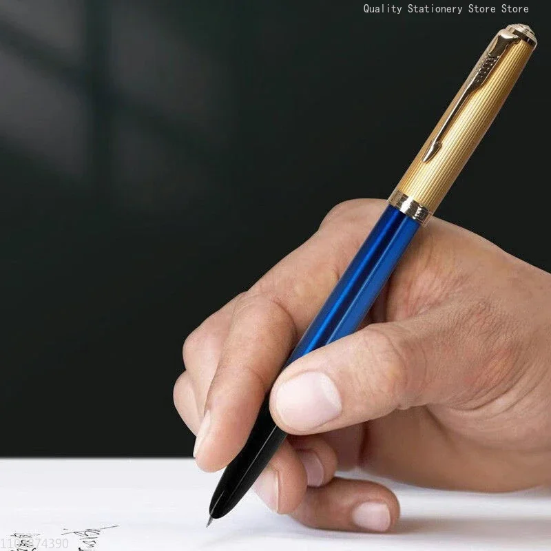 Nuevo Jinhao 85 pluma estilográfica de Metal dorado azul de madera fina EF 0,4mm punta escuela financiera bolígrafos de tinta para escribir suministros de oficina papelería