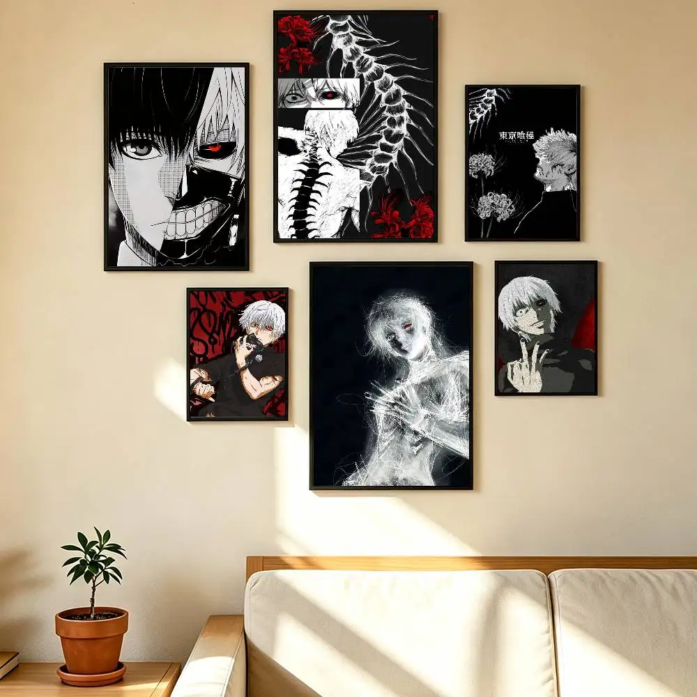 T-Tokyo Ghoul Kaneki Ken Poster Waterproof Wall Art Sticker For Bar Living Room Vintage Decor High Quality Print Gift