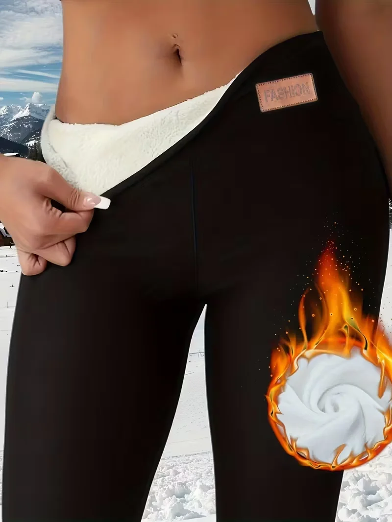 

1 шт., женские зимние брюки с высокой талией, теплой подкладкой, эластичной талией, утепленные, из плотной ткани, подходят для повседневной носки