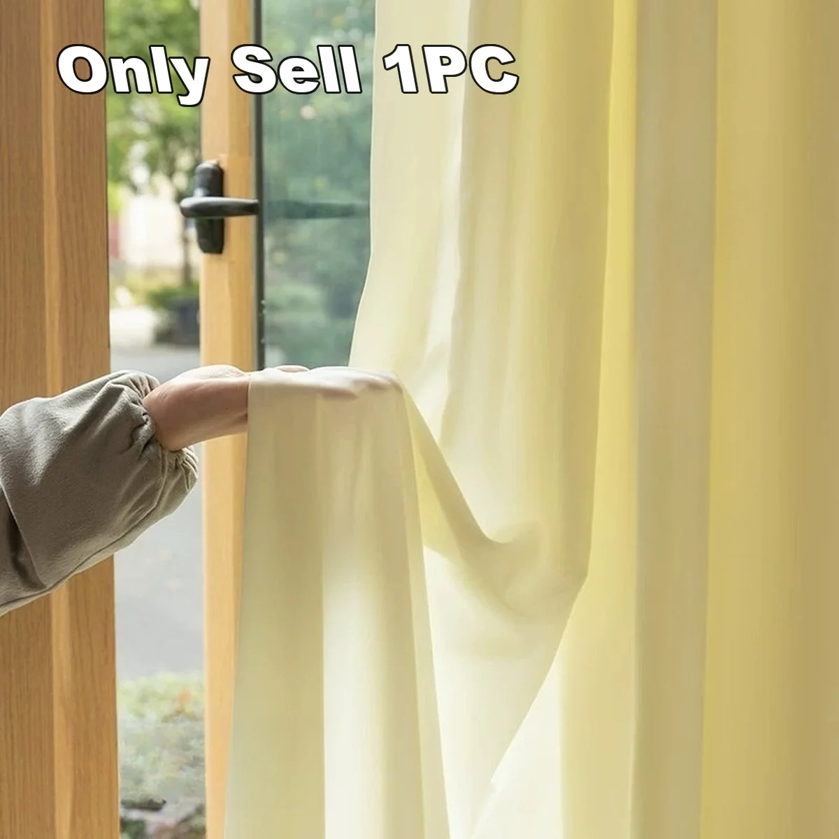 1PC French Modern Simple Sheer Curtain, Sunscreen Privacy Rod-Pass Through, Home Kitchen Balcony Drapery, Single Piece, Light-Tr