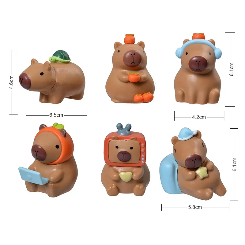 6Pcs/Set Capybara Figure Blind Box Anime Capybara Figures Doll  Decoration Toy For Children Christmas Gift