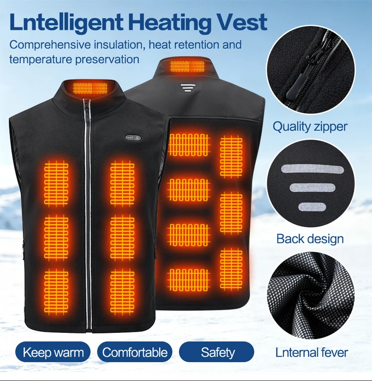 Zone 17 Intelligente Heizweste mit Reißverschluss, Isolierende und Wärmeisolierende Jacke für Outdoor-Aktivitäten, ohne Powerpack. Ca – Detail 3