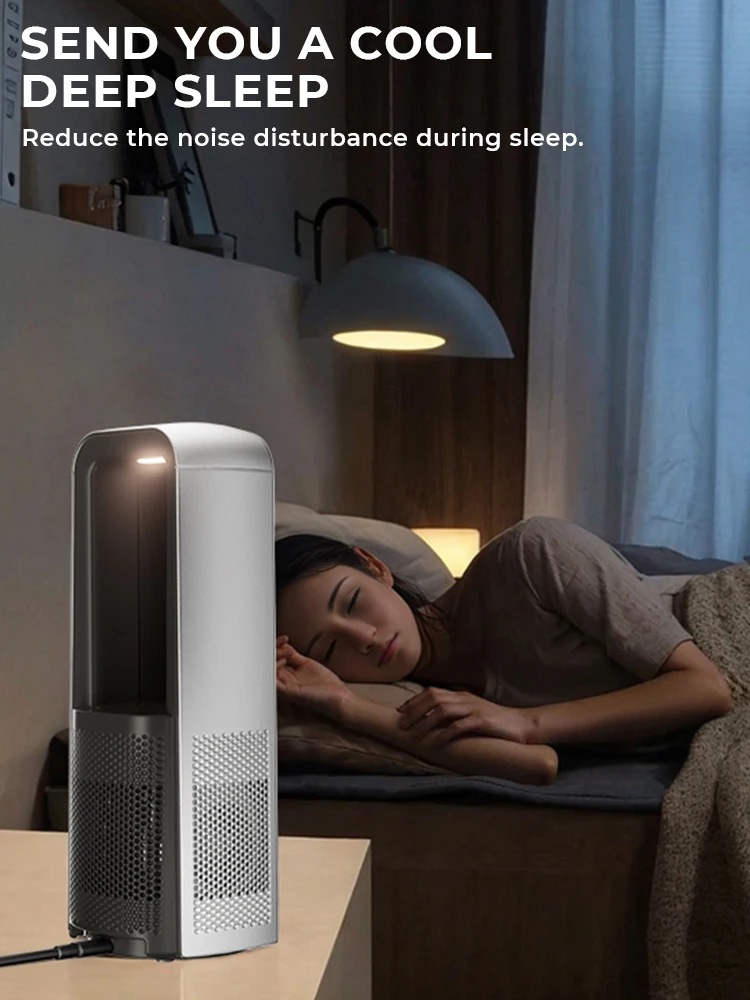 Portable Mini Air Conditioner USB Air Cooler Bladeless Electric Fan 4-speed Silent Timed Air Conditioner Cooling Fan 4000mAh