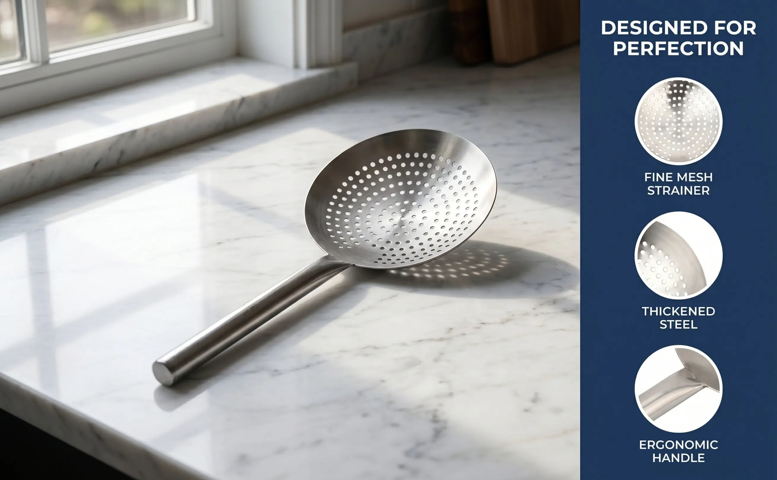 Stainless Steel Thickened Filter Spoon Multi-Function Skimmer Ladle Kitchen Strainer Tool for Hot Pot Frying Poached Eggs
