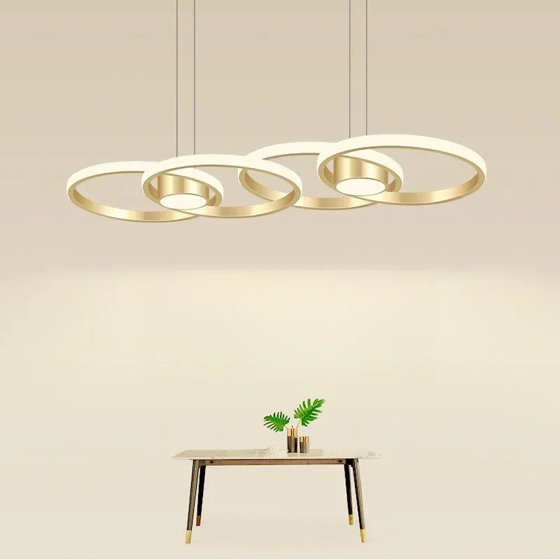 Modern Minimalist Aluminum Circular Chandelier for Dining Table Bar Counter Bedroom Living Room