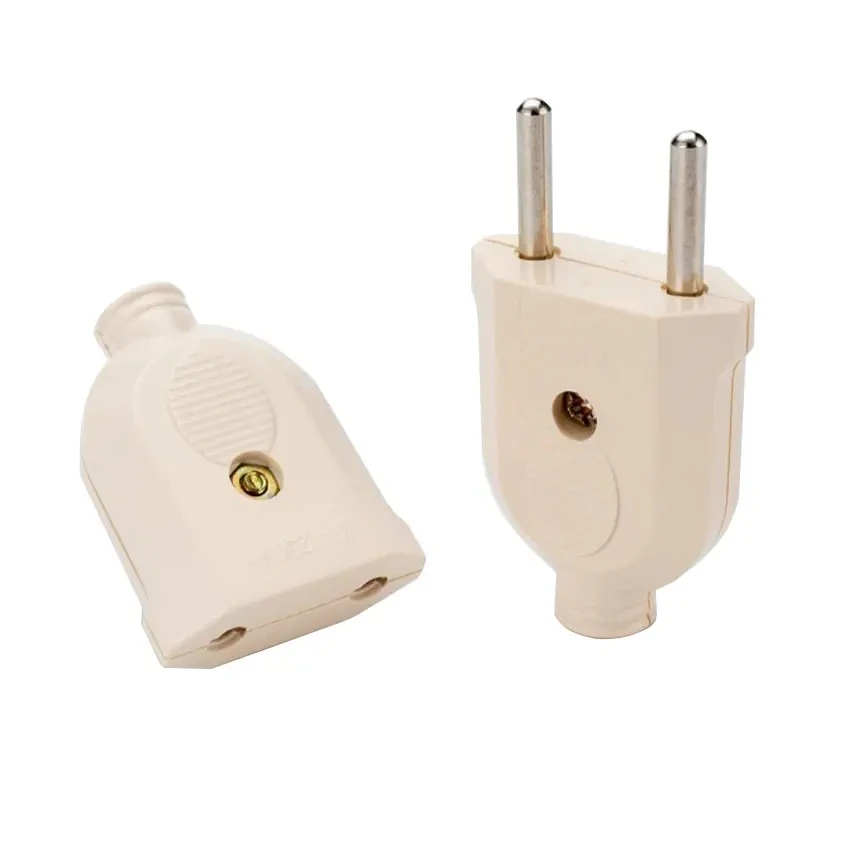 

EU 2 Pin AC Electric Power Rewireable Plug Male Female Socket Outlet Adaptor Adapter Wire Extension Cord Connector Detachable