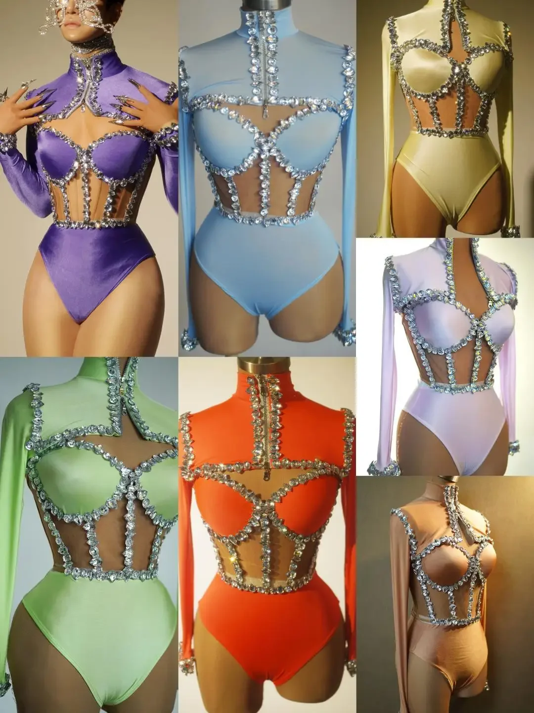 Singer Diamonds Bodysuit for Women Sexy Performance Dance Costume Dancer Stage Wear Nightclub Pole Dancing Outfit Set Jianmei