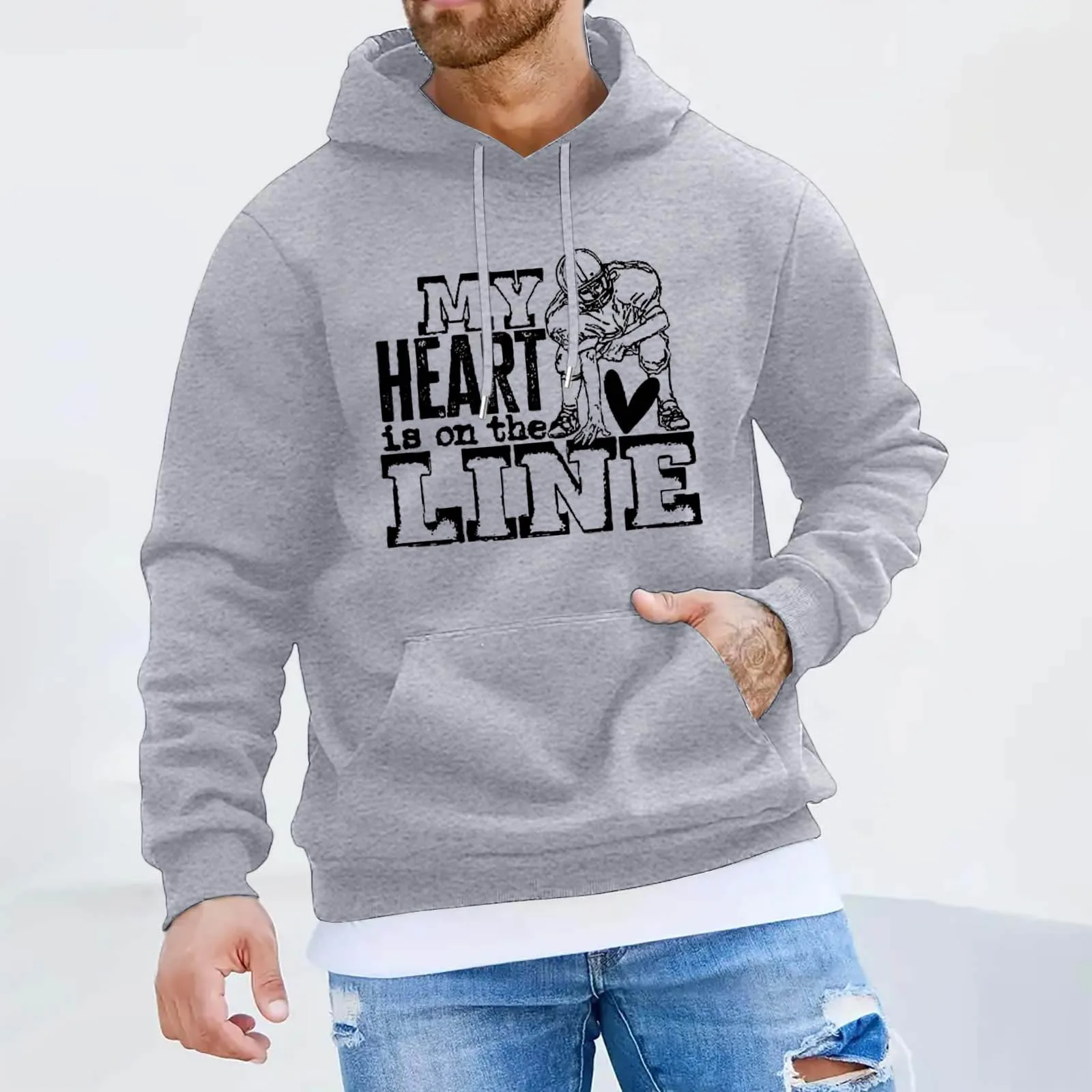 

Men's Rugby Printed Hooded Sweatshirt Men's Vintage Rugby Fans Athletes Sports Pullover Long Sleeve Loose Comfort Hoodie Tops