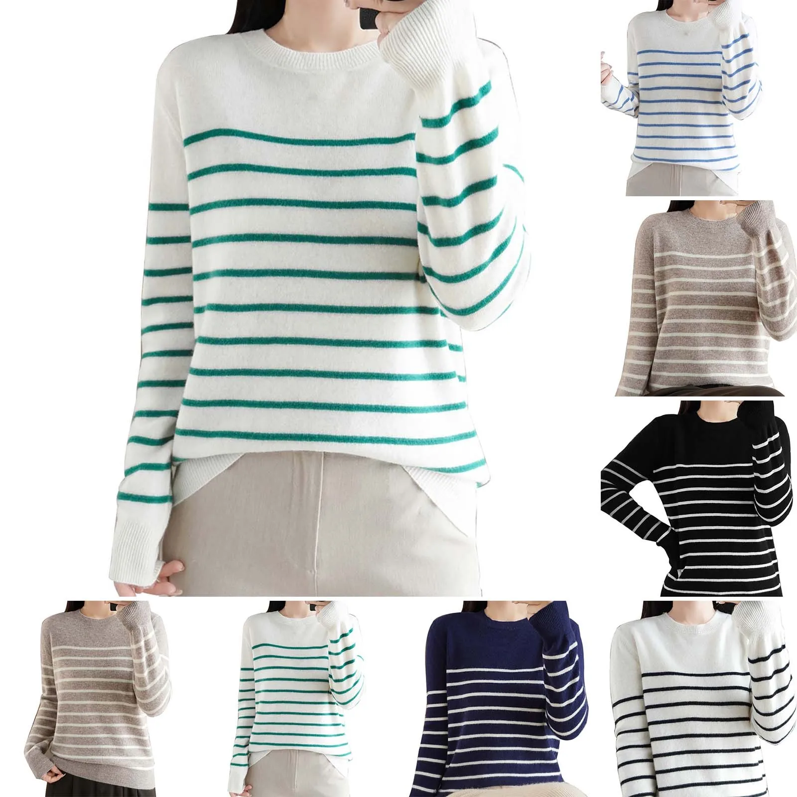 Fashion Fresh Sweet Sweatshirts For Women O-Neck Long Sleeve Contrast Striped Tops Lightweight 2024 New Autumn S-2xl Pullover