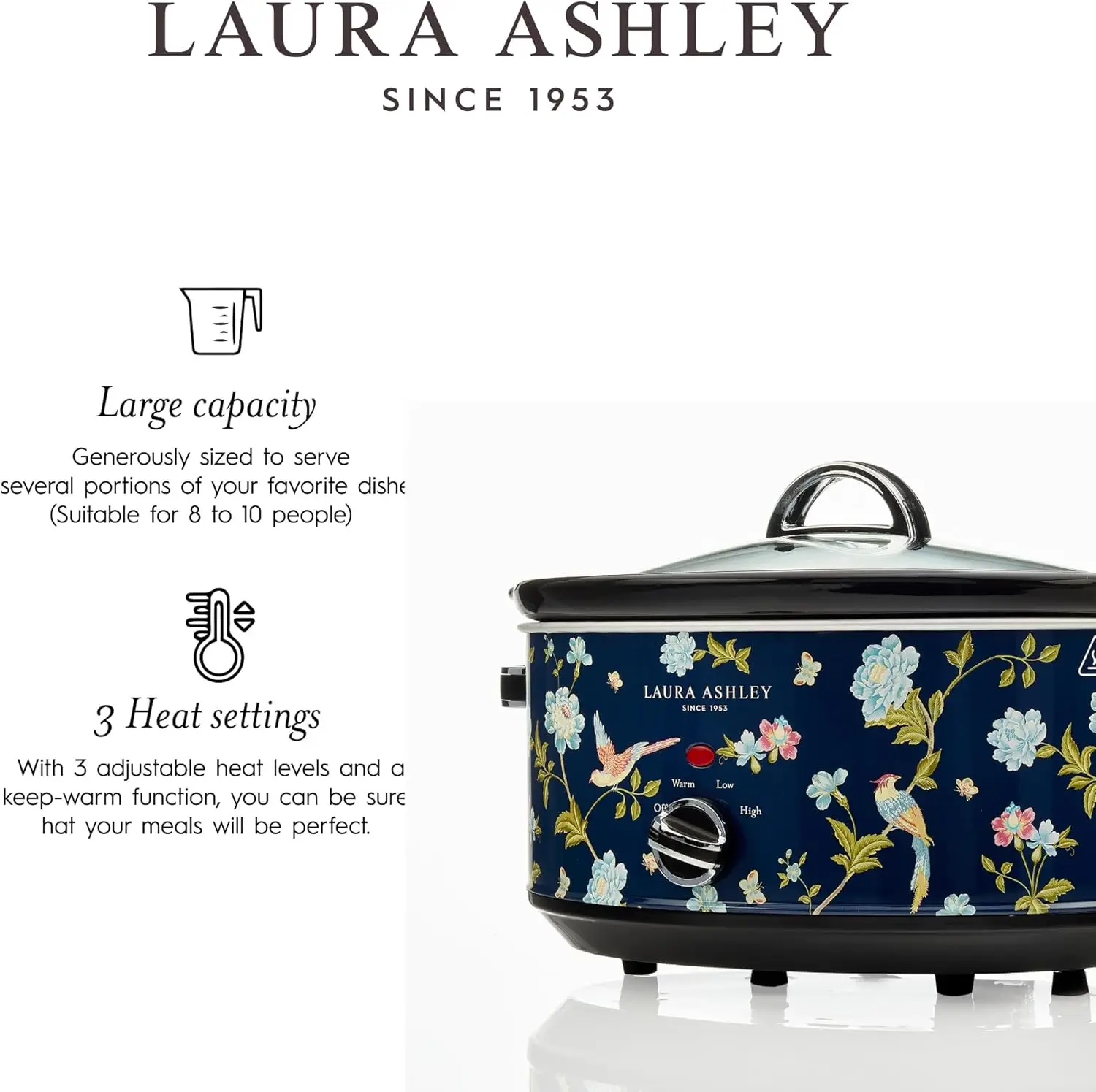 Olla de cocción lenta de 6,8 cuartos - Olla de cocción lenta grande de 6,8 cuartos de galón para personas de 8 a 10 personas - Olla de cocción lenta de bajo consumo con 3 configuraciones de calor - Plato