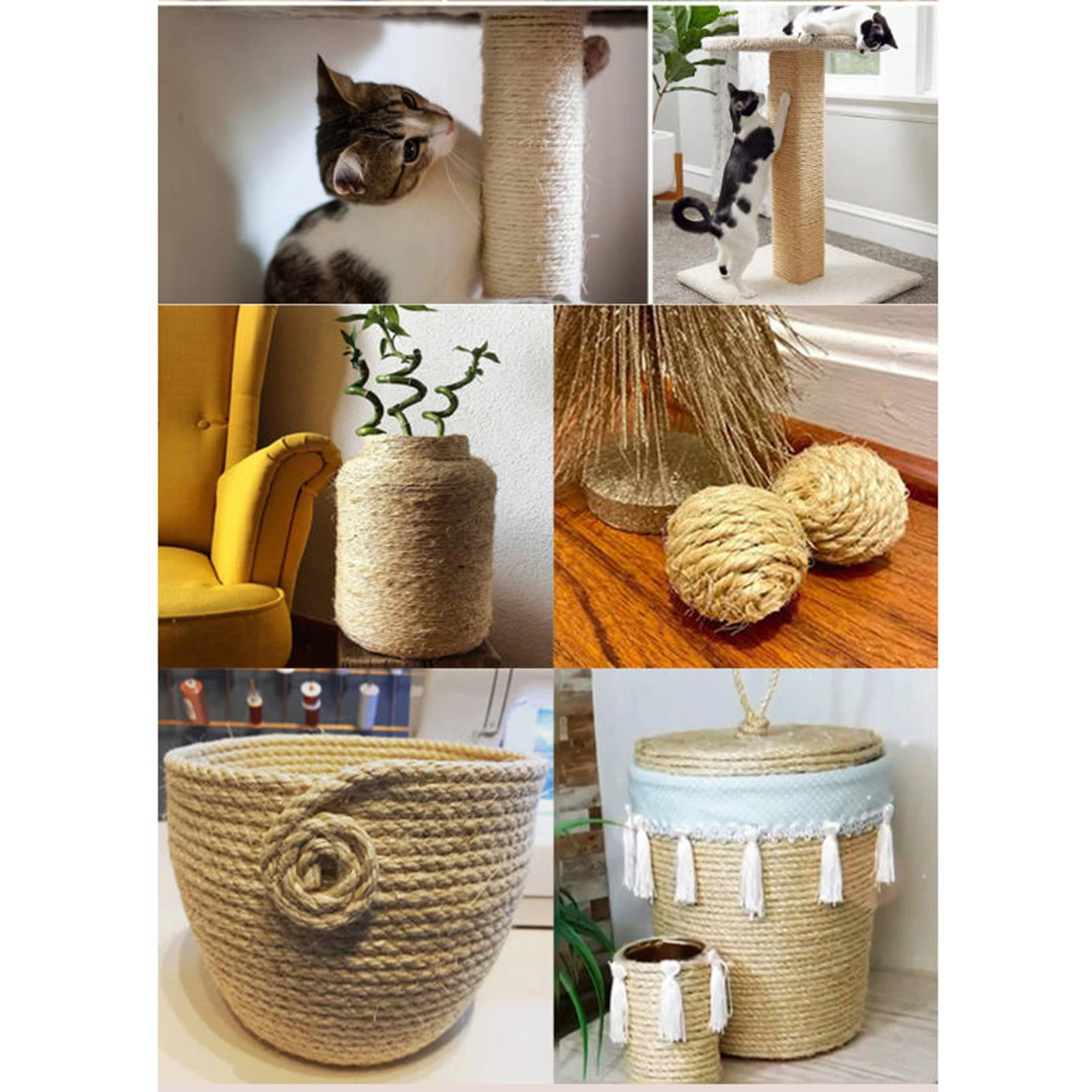 Cat Sisal Ropes DIY Hemp Twine Repair Cat Scratcher Kittens Shelves Replacement Rope For Home Furniture Window Cat Tree Towers