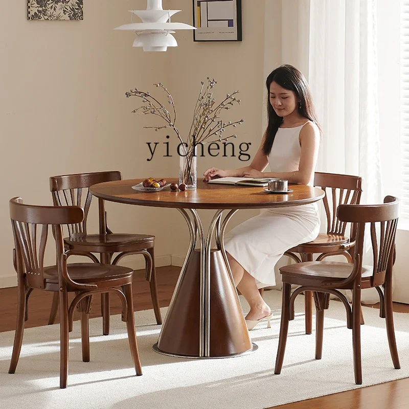 Four-leaf Clover Dining Table Solid Wood Round Table Home Dining And Chairs Office Negotiation Table Light LuxuryD25