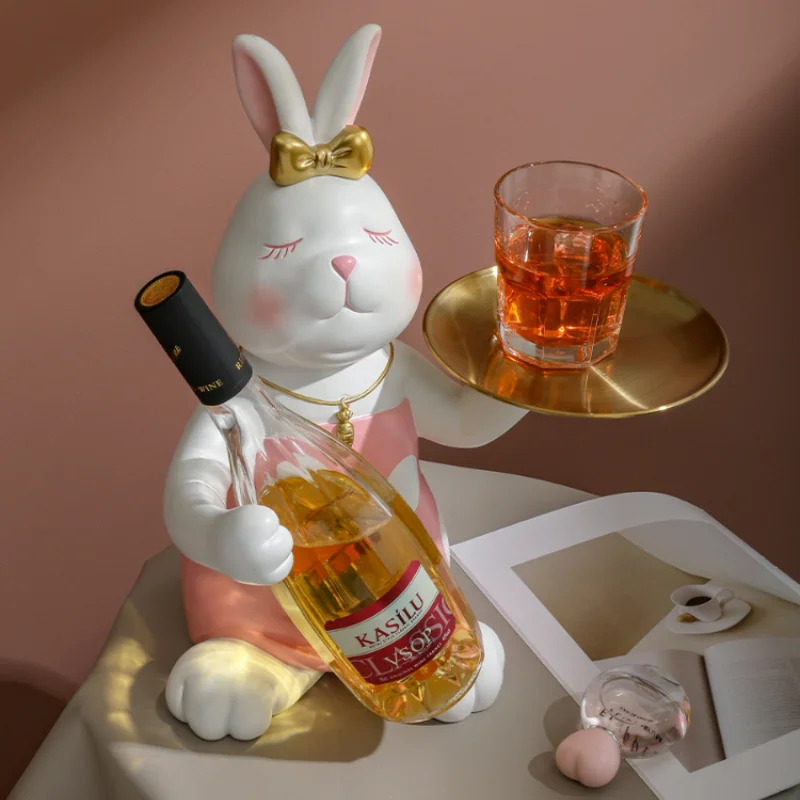 

rabbit form tray Lovely rabbit model wine rack decorations for home decor resin charms living room decoration